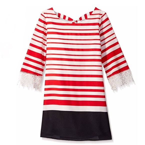 My Michelle Girls' Striped Shift Dress Lace - Picture 1 of 5